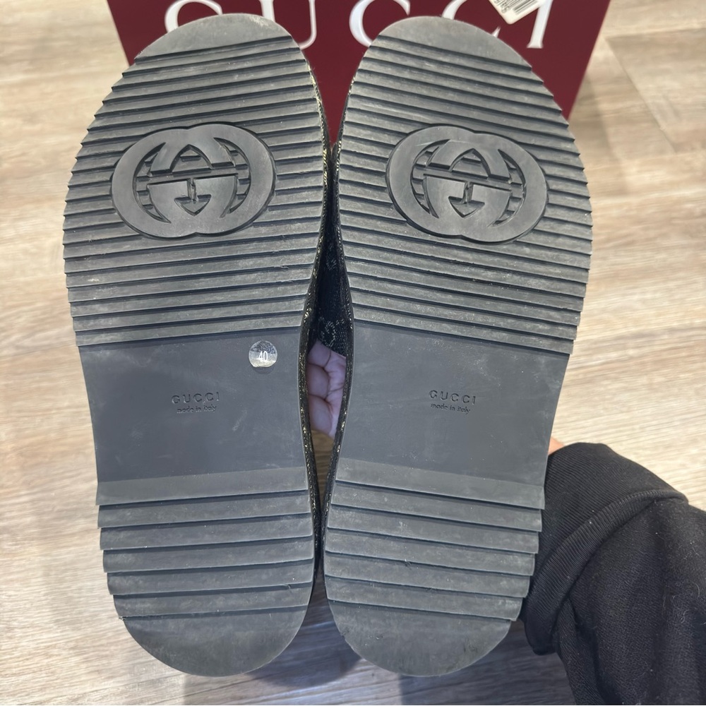 Gucci GG Monogram Canvas Denim Platform Slide Sandals - Picture 12 of 15